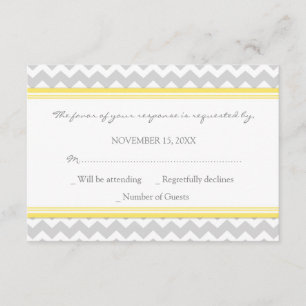 Carte Mariage RSVP gris-jaune Chevron