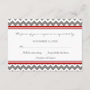 Carte Mariage RSVP Gris Red Chevron