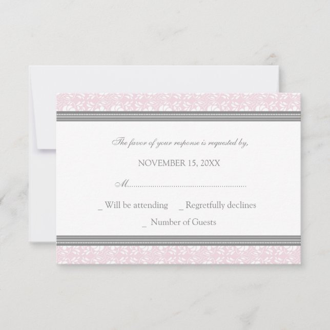 Carte Mariage RSVP Gris Rose (Devant)