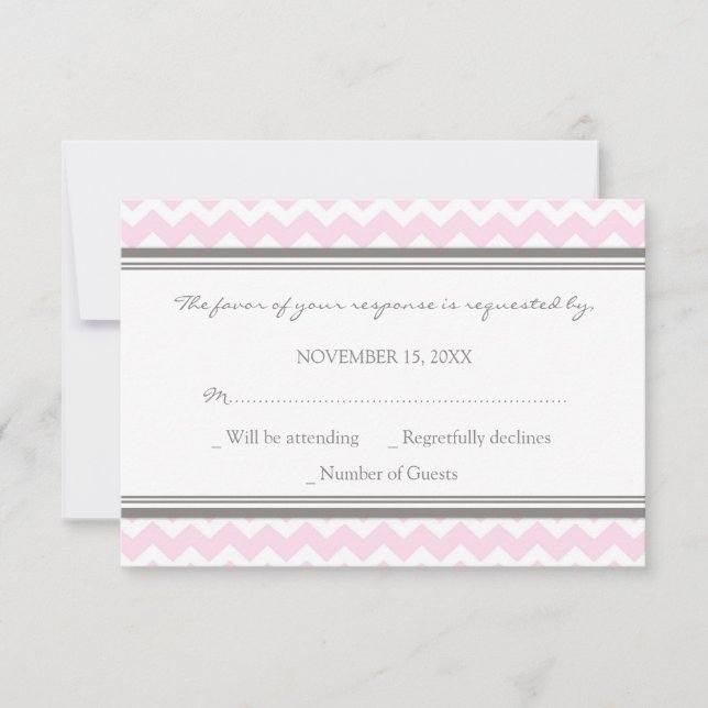 Carte Mariage RSVP Gris Rose (Devant)