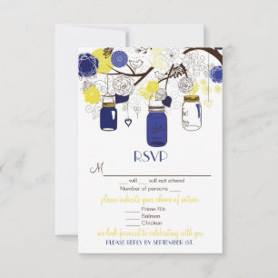 Carte Mariage RSVP Mason Jaune et Bleu