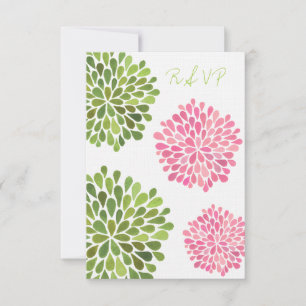 Carte Mariage RSVP Pink & Green Floroms