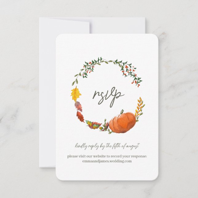 Carte Mariage RSVP pour réponse à l'automne ou à l (Devant)