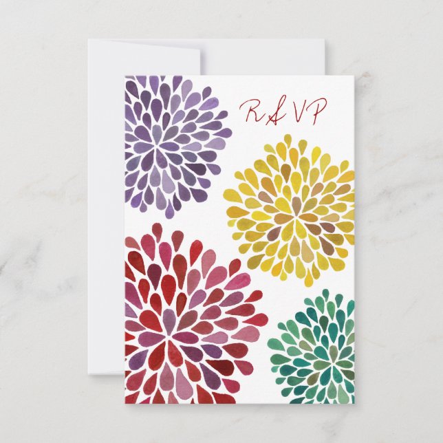 Carte Mariage RSVP Rainbow Flower Blossoms (Devant)