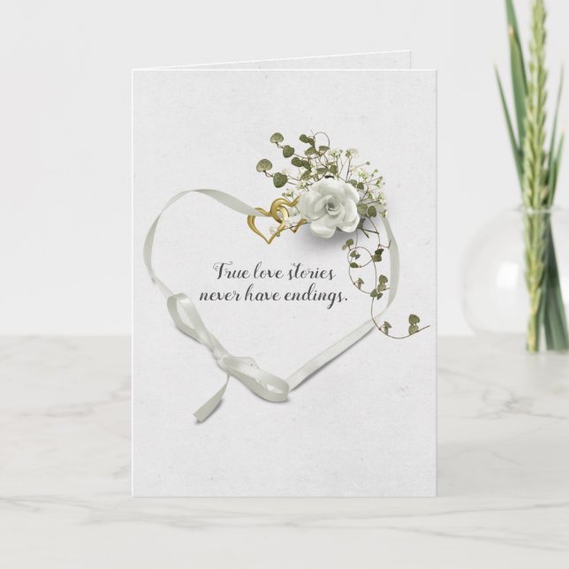 Carte mariage Ruban et Anneaux Gold Heart (Devant)