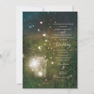 Carte Mariage rustique Enchanted Forest Mason Jar