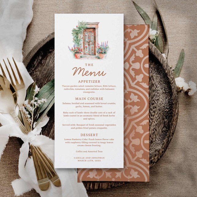 Carte Mariage Rustique Fiesta (Rustic Terracotta Wedding Menu)