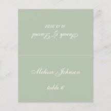 Carte Mariage Sage Green - Nom de l'invité imprimé