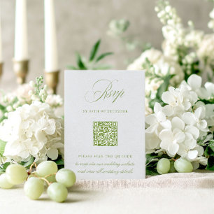Carte Mariage Sage Green & Sky Blue QR Code RSVP