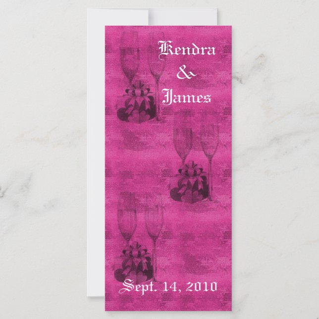 Carte Mariage Signet Faveurs Lunettes de Champagne (Devant)