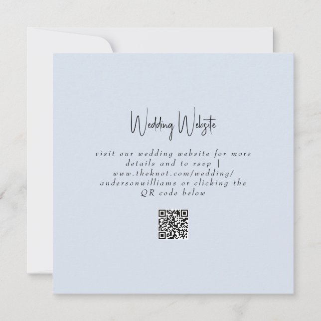 Carte Mariage simple Dusty Blue QR Code Carré de site We (Devant)