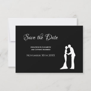 Carte Mariage simple Enregistrer la date Black White Bri