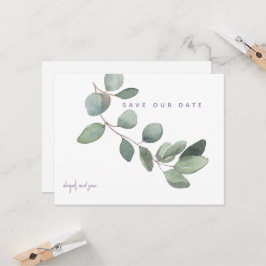 Carte Mariage simple Eucalyptus Lavender Enregistrer la 
