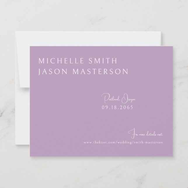 Carte Mariage simple Lavender Enregistrer la date (Dos)