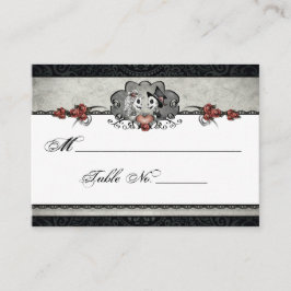 Carte mariage Skeleton Halloween Black & Grey Plac