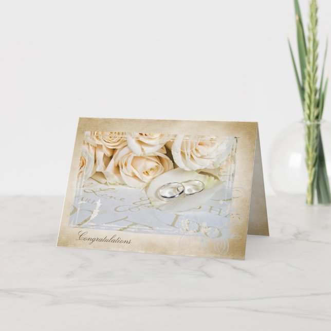 Carte mariage sonne sur les félicitations pétales roses (Devant)