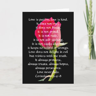 Carte Mariage souhaite Rose rouge Corinthian Verse Amour