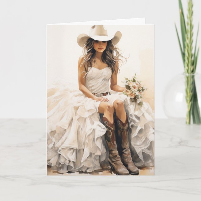 Carte Mariage Stetson & dentelle : Mariée en fleur de so (Devant)