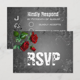 Carte Mariage textuelle RSVP Red Rose & Grunge