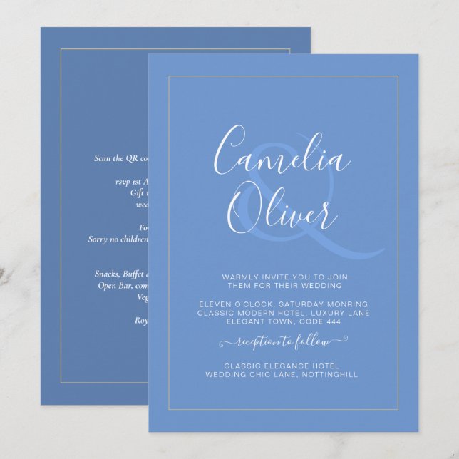 Carte Mariage tout-en-1 moderne monochrome (Devant / Derrière)