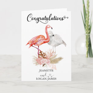 Carte Mariage Tropical Flamingo Bohème Félicitations