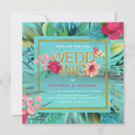 Carte Mariage Tropical Ocean Waves Gold Parties sc