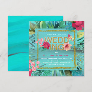 Carte Mariage Tropical Ocean Waves Gold Parties sc