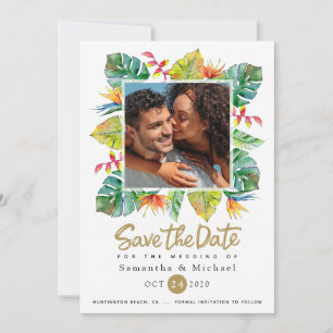 Carte Mariage tropical Photo Enregistrer La Date