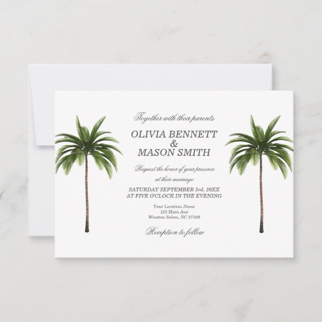 Carte Mariage verte Tropical Palm Tree (Devant)