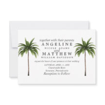 Carte Mariage verte Tropical Palm Tree