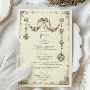 Carte Mariage Victorian Menu Dinner Card