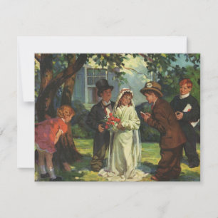 Carte Mariage Vintage, Des Enfants Jouent les Mariés