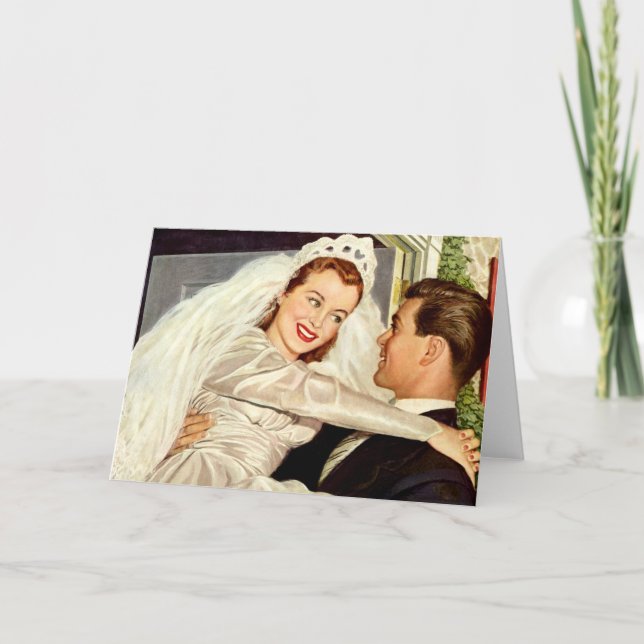 Carte Mariage vintage Nouveaux mariés, Mariée heureuse e (Devant)