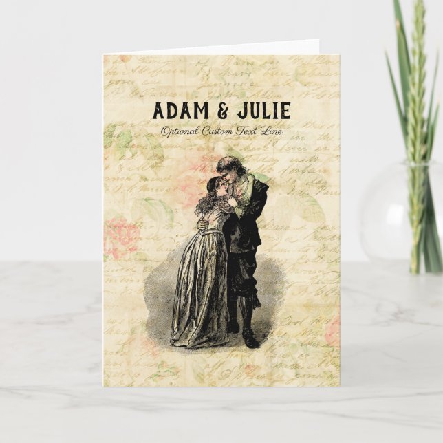 Carte Mariage vintage personnalisable Vieux Couple (Devant)