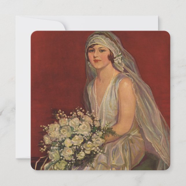 Carte Mariage vintage, Portrait de mariée victorienne (Devant)