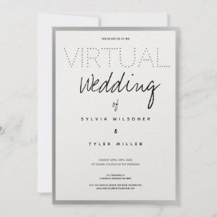 Carte Mariage virtuel blanc Argent noir