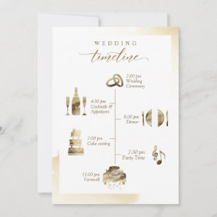 Carte Mariage Welcome Timeline Card Golden Yellow Wash