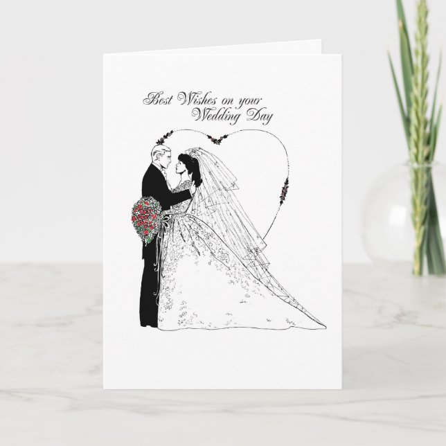 Carte Mariage Wings noir & blanc (Devant)