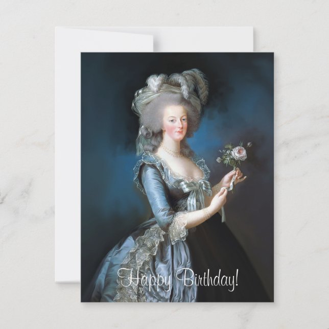 Carte Marie Antoinette avec un rose (Devant)