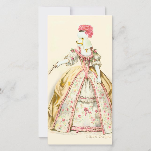 Carte Marie Antoinette Poodé Fashion Plate Papeterie (Devant)
