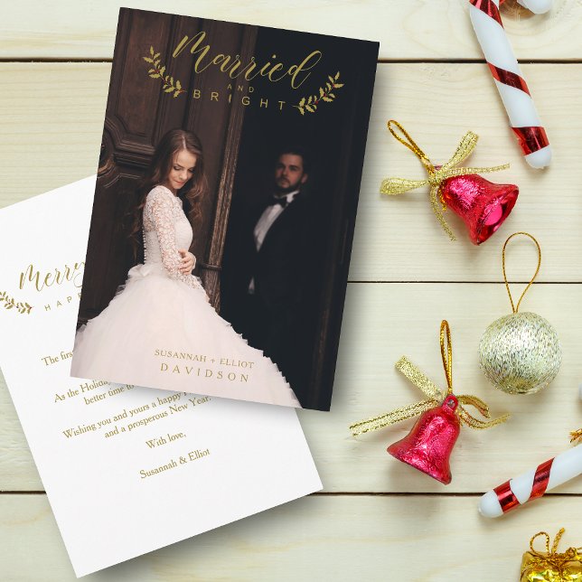 Carte Marié et brillant Noël Nouveaux mariés Personnalis (Créateur téléchargé)