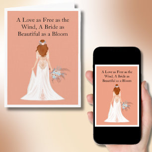 Carte Mariée aux cheveux roux Boho Félicitations pour la