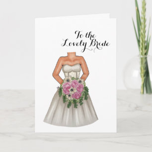 Carte Mariée avec Bouquet de fleurs Salutation Mariage