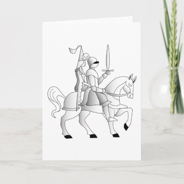 Carte Mariée avec chevalier en armure brillante (Devant)