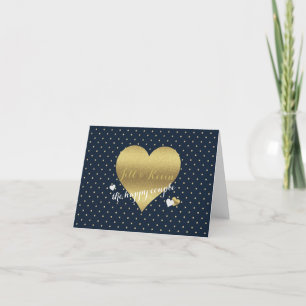 Carte Mariée & Co Marine & Gold Heart Wedt Party Note