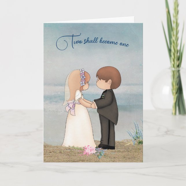 Carte Mariée et chambre sur une plage (Devant)