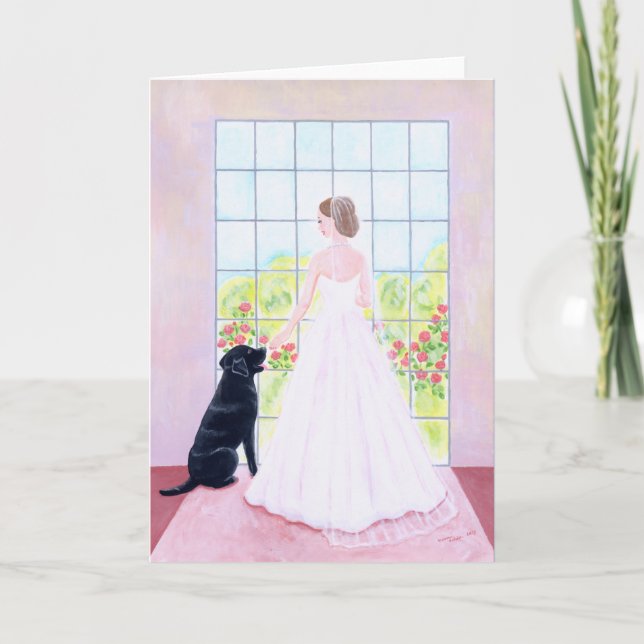 Carte Mariée et sa peinture Black Labrador (Devant)