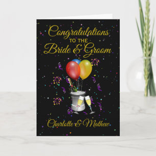Carte Mariée et salle de mariage Sparkling Wine Congrats