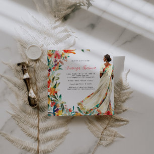 Carte Mariée indienne en sari   Célébration florale de M