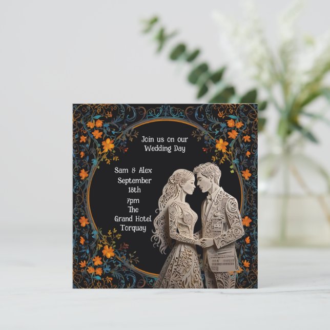 Carte Mariée & Jeune marié personnalisé pour mariage  (Debout devant)